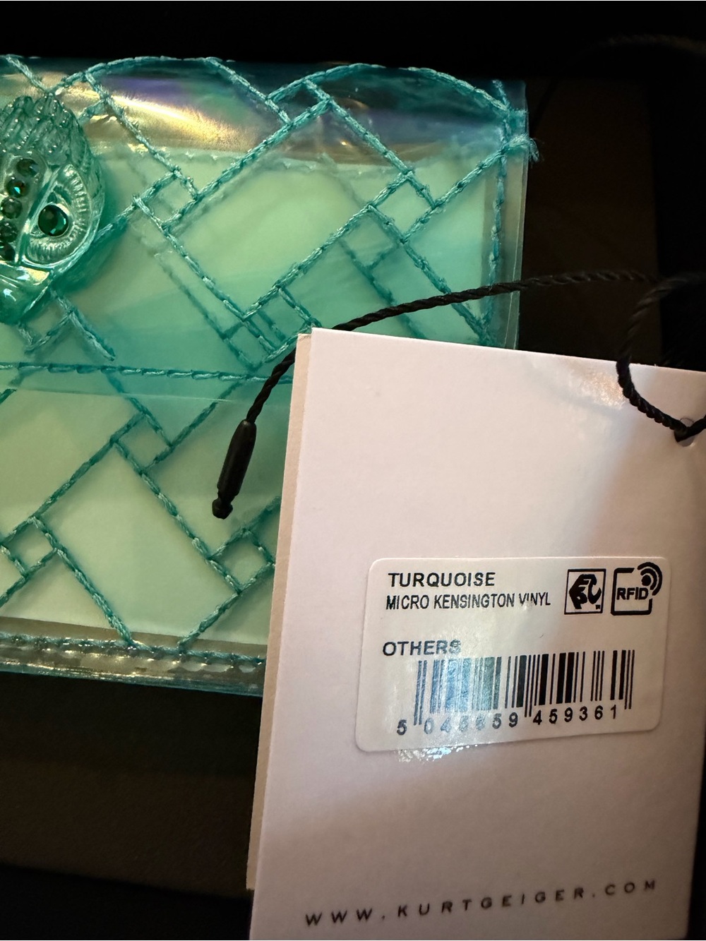 Kurt Geiger Turquoise Micro Vinyl Quilted Jelly Crossbody - Picture 3 of 5